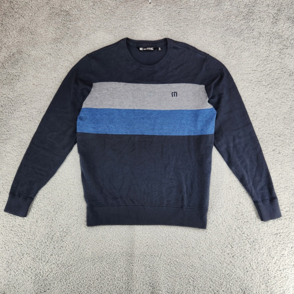 Travis Mathew Long Sleeve Crew Neck Sweater Mens Size M Blue Acrylic
